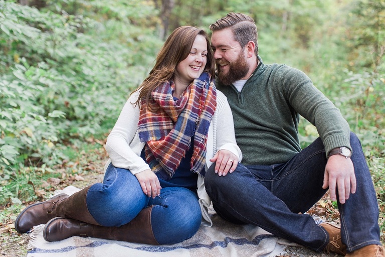 Gatineau Park Chelsea Fall Engagement Photos - cozy engagement photos along the Gatineau Park Trail