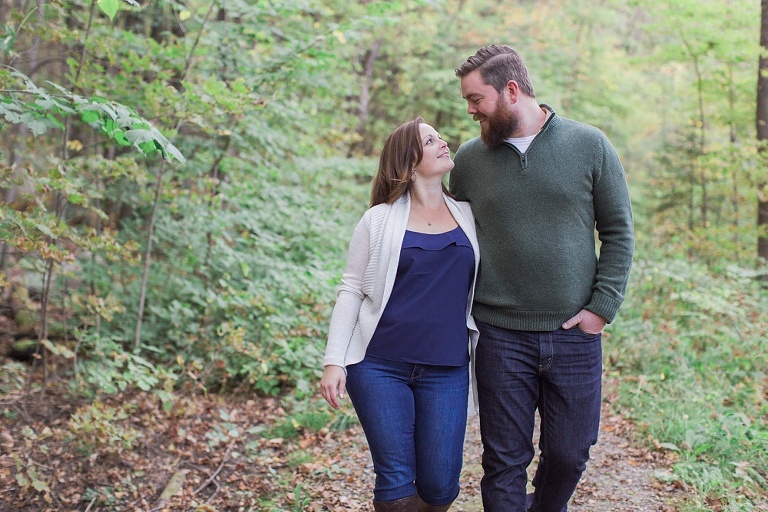 Gatineau Park Chelsea Fall Engagement Photos - cozy engagement photos along the Gatineau Park Trail
