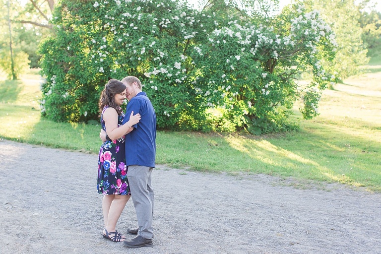 Bright sunset Ottawa Arboretum engagement photos 