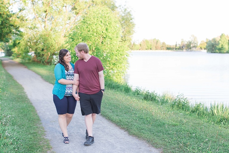 Bright sunset Ottawa Arboretum engagement photos 