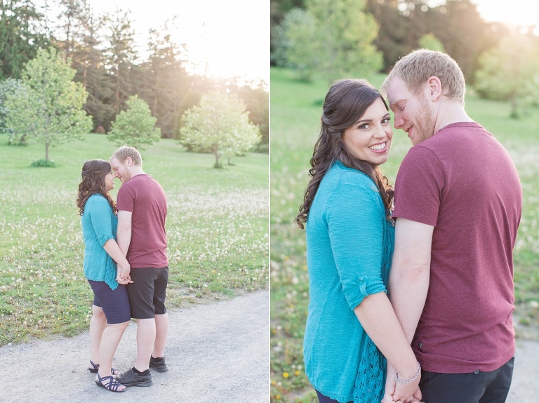 Bright sunset Ottawa Arboretum engagement photos 