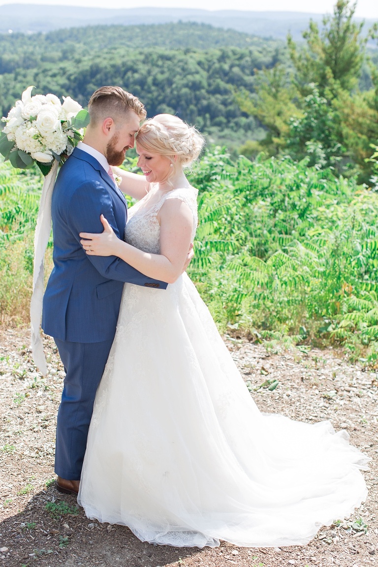 Le Belvedere Summer Wedding Bride and Groom doing first look photos