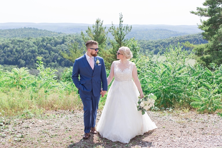 Le Belvedere Summer Wedding Bride and Groom doing first look photos
