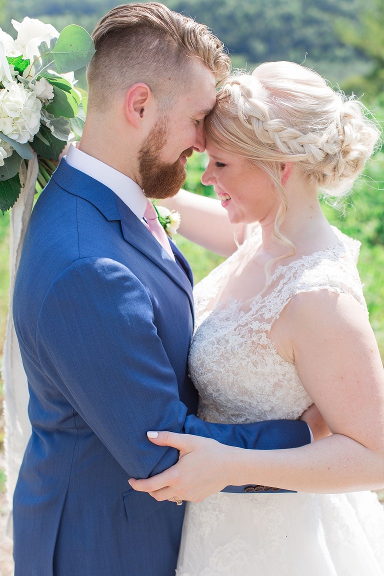 Le Belvedere Summer Wedding Bride and Groom doing first look photos