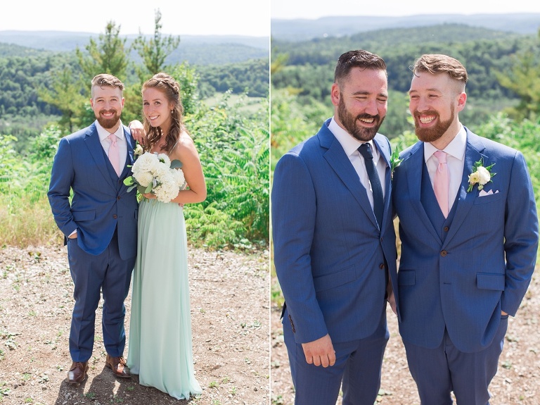 Le Belvedere Summer Wedding Bride and Groom doing first look photos