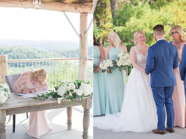 Le Belvedere Summer Wedding outdoor ceremony overlooking Gatineau Hills