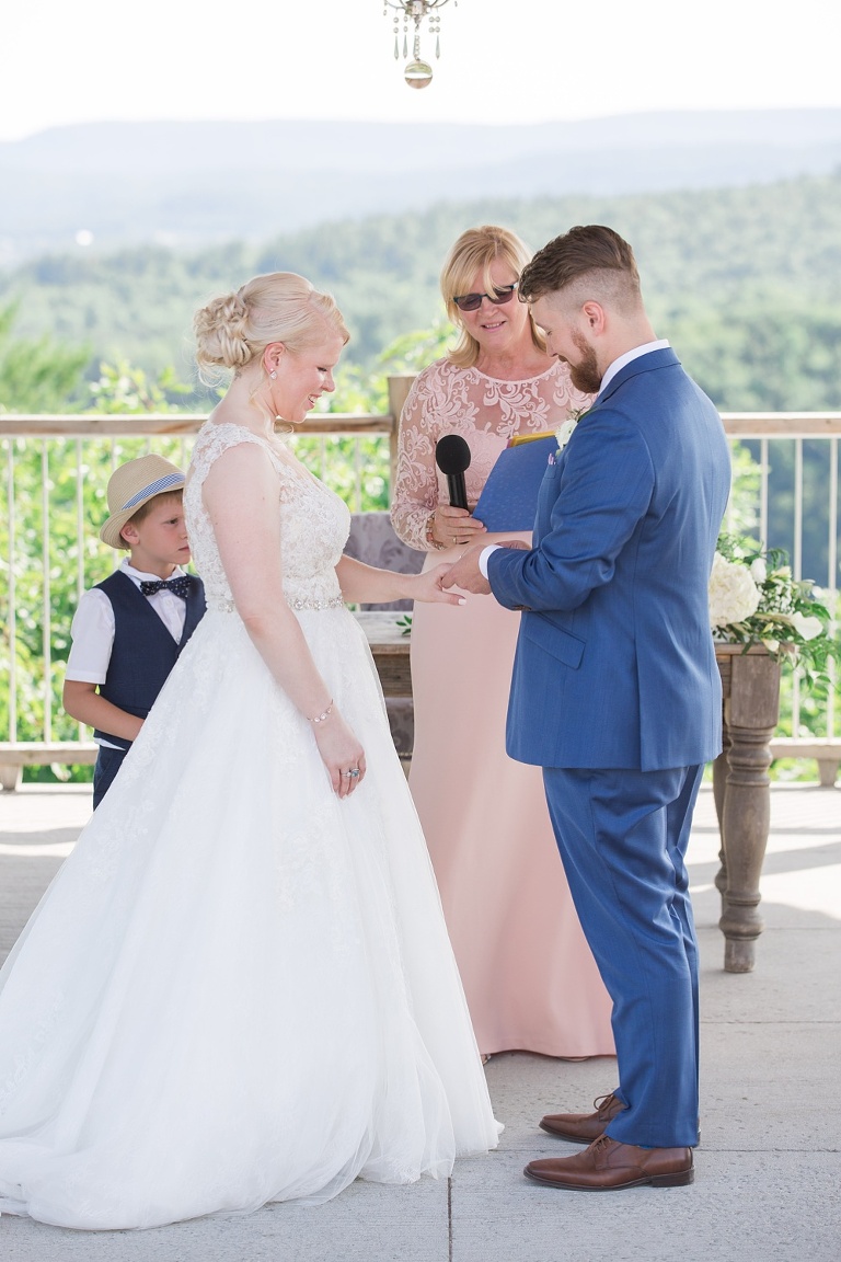 Le Belvedere Summer Wedding outdoor ceremony overlooking Gatineau Hills