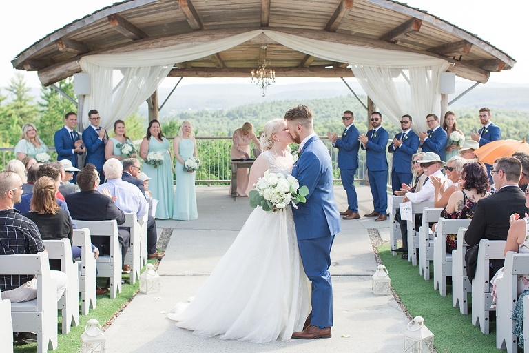 Le Belvedere Summer Wedding outdoor ceremony overlooking Gatineau Hills