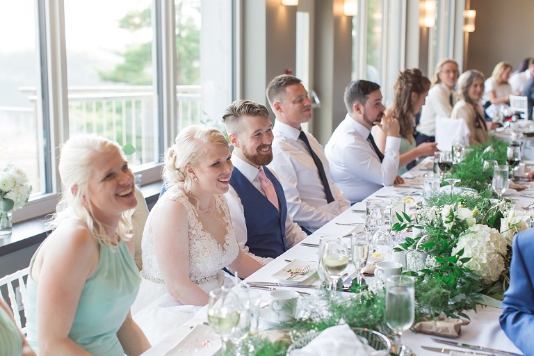 Le Belvedere Summer Wedding reception with white and green florals and decor