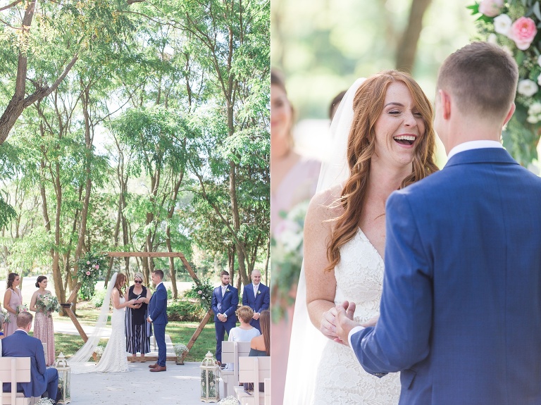 Ottawa Summer wedding at Stonefields Estate - outdoor ceremony with wooden arch