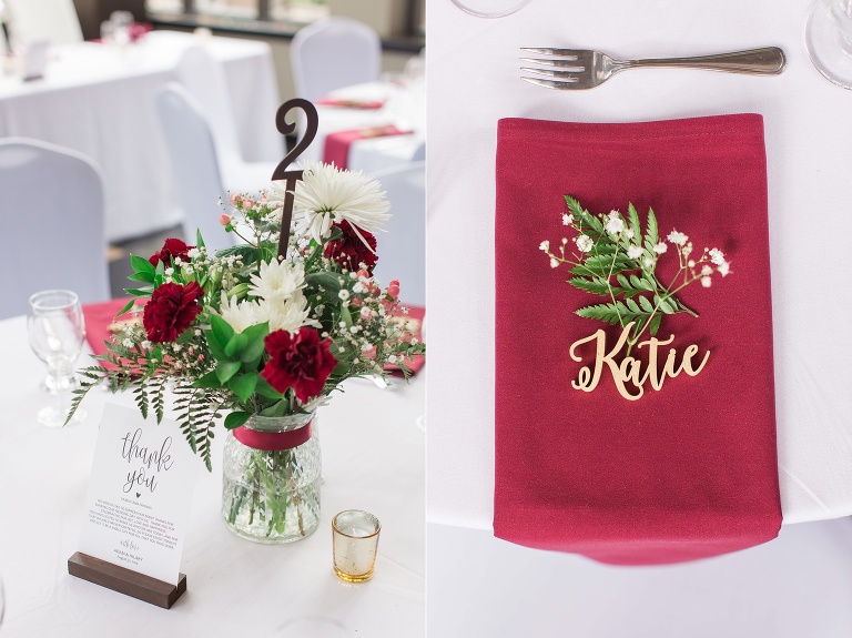 Perth Parkside Inn wedding - red and white wedding reception decor